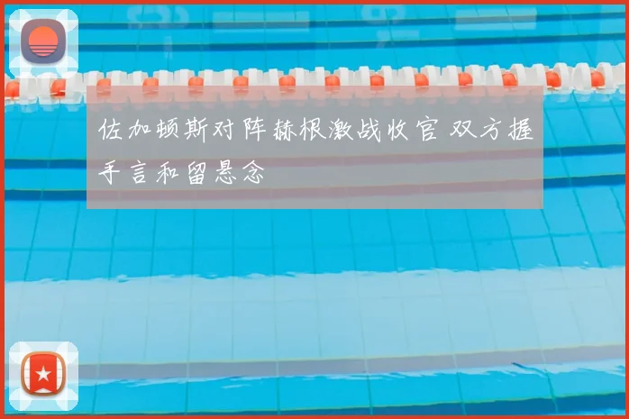 佐加顿斯对阵赫根激战收官 双方握手言和留悬念